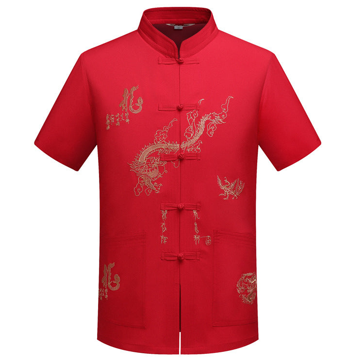 Ancient Dragon Heritage Tang Suit - Embroidered Cultural Shirt